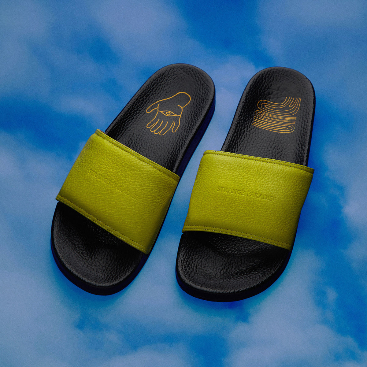 X Strange Paradise Leather Slides