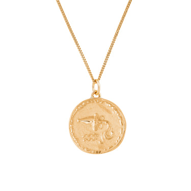 CARVED ZODIAC COIN PENDANT