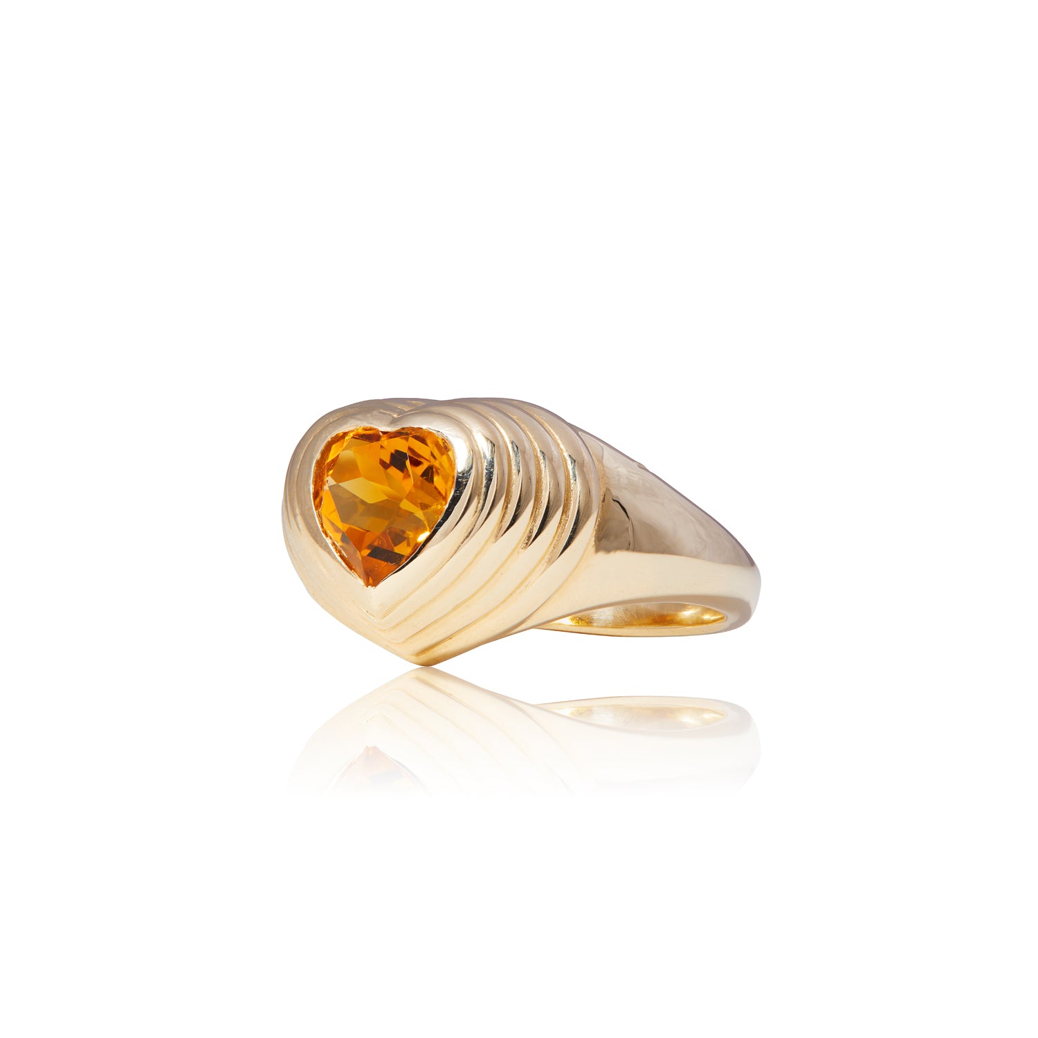 Gold Trippiest heart citrine, enamel & 14kt gold ring